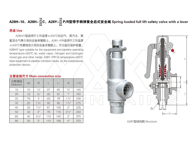 A28H/Y/W弹簧全启式不封闭安全阀