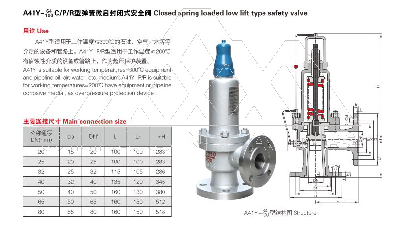 A41Y弹簧微启封闭式安全阀