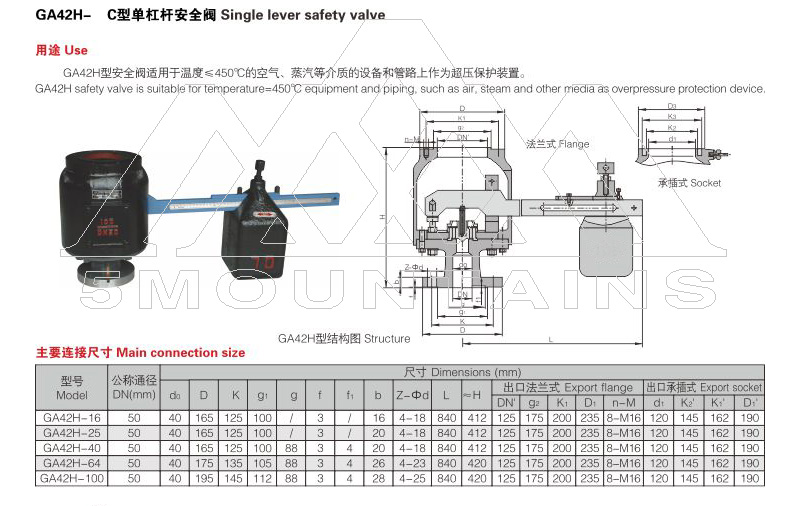 GA42H单杠杆安全阀