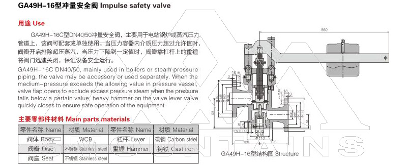 GA49H-16冲量安全阀